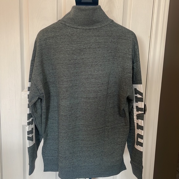 NEW Victoria’s Secret Pink Gray Quarter Zip with Arm Logos - Picture 2 of 6